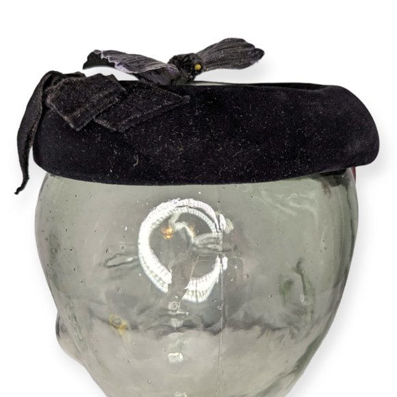 Vintage Black Velvet Butterfly Fascinator Hat main image 6
